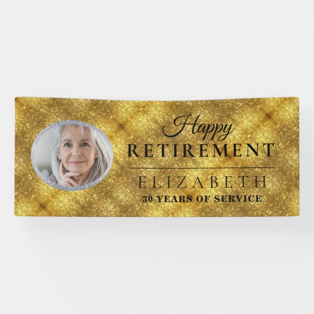 Banderoles Elégant Golden Custom Photo Parti de retraite Bann (Horizontal)