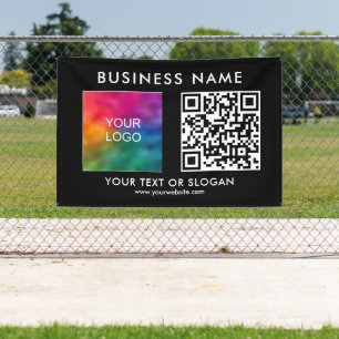 Banderoles Élégant logo commercial personnalisé extérieur QR