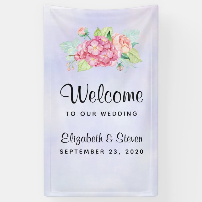 Banderoles Élégant Mariage de bouquet de couleur rose (Vertical)