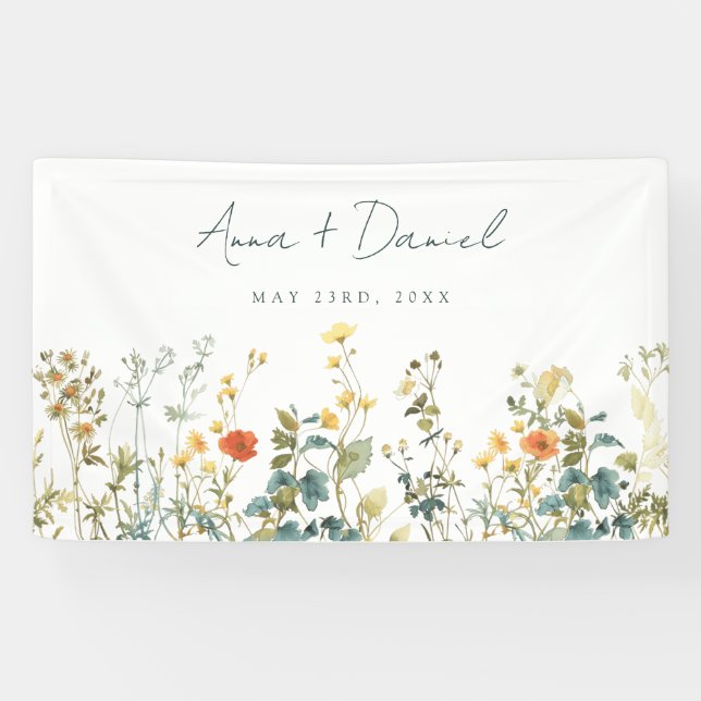 Banderoles Élégant Mariage Fleur sauvage (Horizontal)