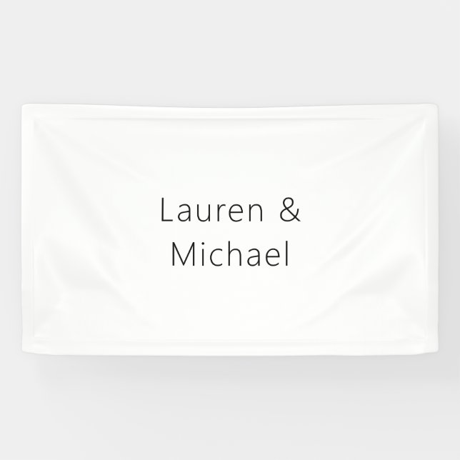 Banderoles Élégant minimaliste mariage noir blanc clair (Horizontal)