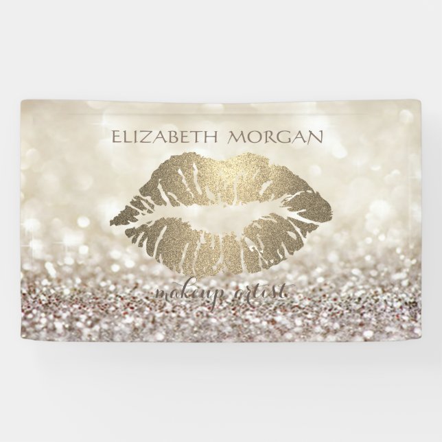 Banderoles Élégant Moderne Chic Glittery Bokeh, Lèvres (Horizontal)