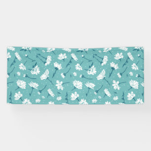 Banderoles Élégant motif floral - Botanique Turquoise et blan