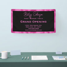 Élégant Noir et Faux Hot Pink Foil Business Sign