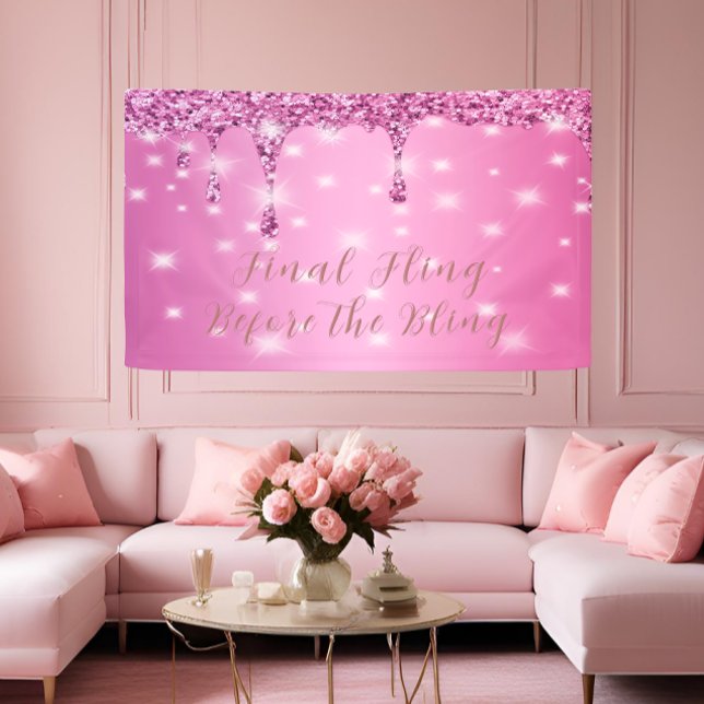 Banderoles Élégant paillettes rose vif coulant Enterrement de (Celebrate in style with a luxe pink glitter banner for the bride’s big night out!)