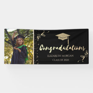 Banderoles Elégant Parties scintillant d'or Casquette diplômé