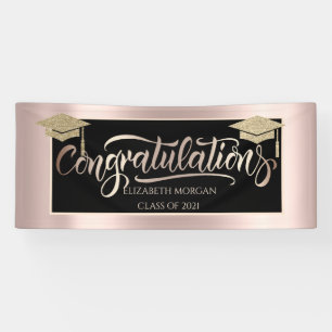 Banderoles Elégant Parties scintillant or Casquette Rose or
