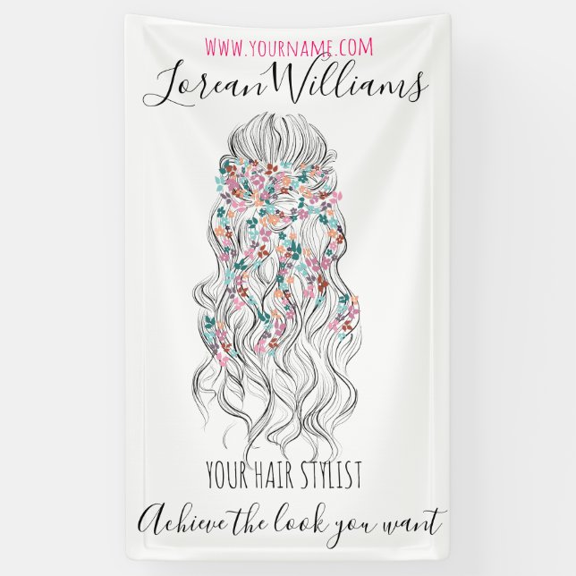 Banderoles Élégant Pastel Bride Cheveux Vave Style Floral (Vertical)