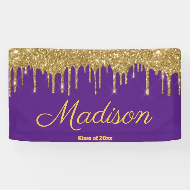 Banderoles Élégant Purple Gold Graduation Party Classe de 202 (Horizontal)