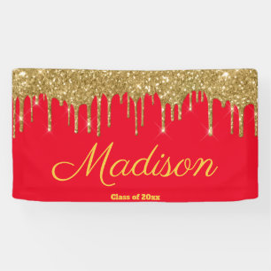 Banderoles Élégant Red & Gold Graduation Party Classe de 2024