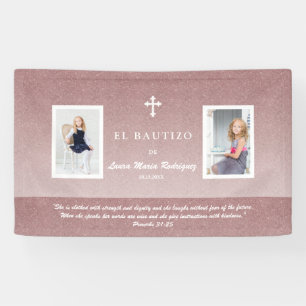 Banderoles Elégant Rose Gold Bautizo Baptism Girm Photo