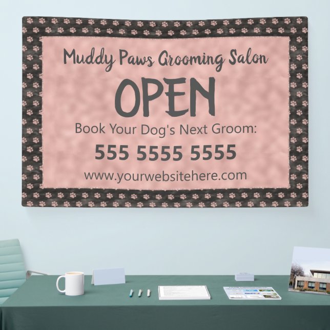 Banderoles Élégant Rose Gold Empreintes de pattes Animaux de  (Salon professionnel)