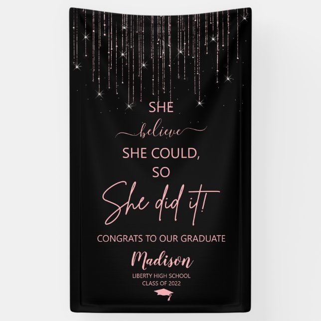 Banderoles Élégant Rose Gold Sparkling Parties scintillant Gr (Vertical)
