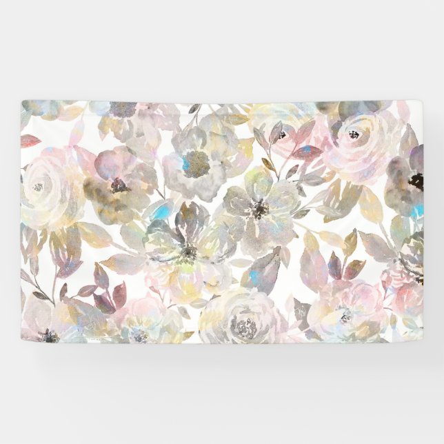 Banderoles Elégant rose gris blanc (Horizontal)