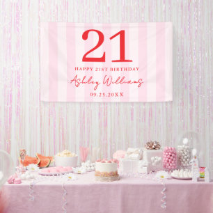 Banderoles Élégant rose rouge moderne 21e anniversaire