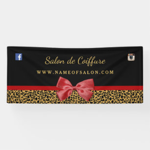 Banderoles Élégant salon de coiffure Empreinte de léopard rou