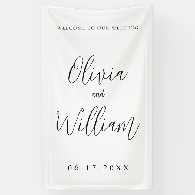 Banderoles Élégant script de calligraphie Mariage Bienvenue (Vertical)