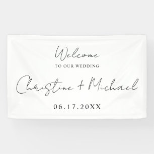Banderoles Élégant script de calligraphie Mariage Bienvenue