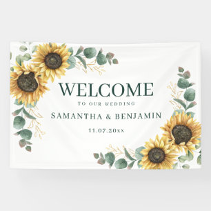 Banderoles Élégant Tournesol Aquarelle Mariage Sur Mesure