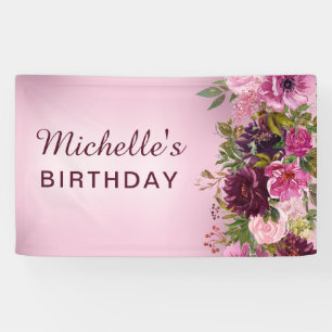 Banderoles Elégant Vintage violet rose Roses floraux Annivers