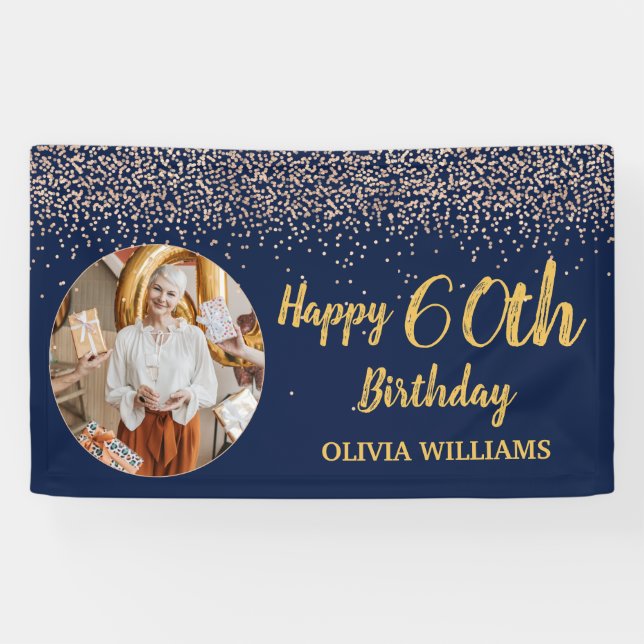 Banderoles Elégante 60e anniversaire Marine Parties scintilla (Horizontal)