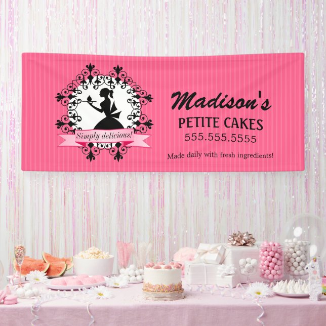 Banderoles Élégante boulangerie Cupcake Lady Silhouette (Fête)