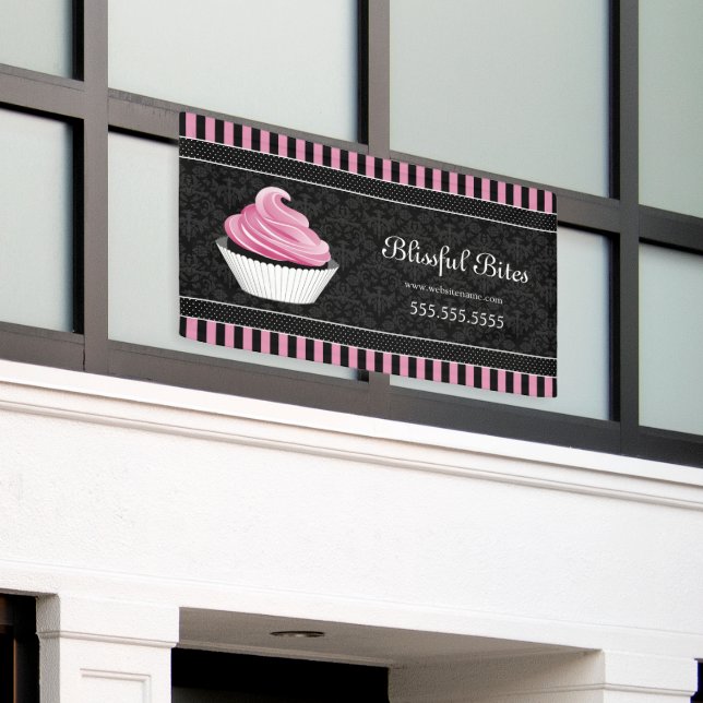 Banderoles Élégante boulangerie Cupcake Nom (Bâtiment extérieur)