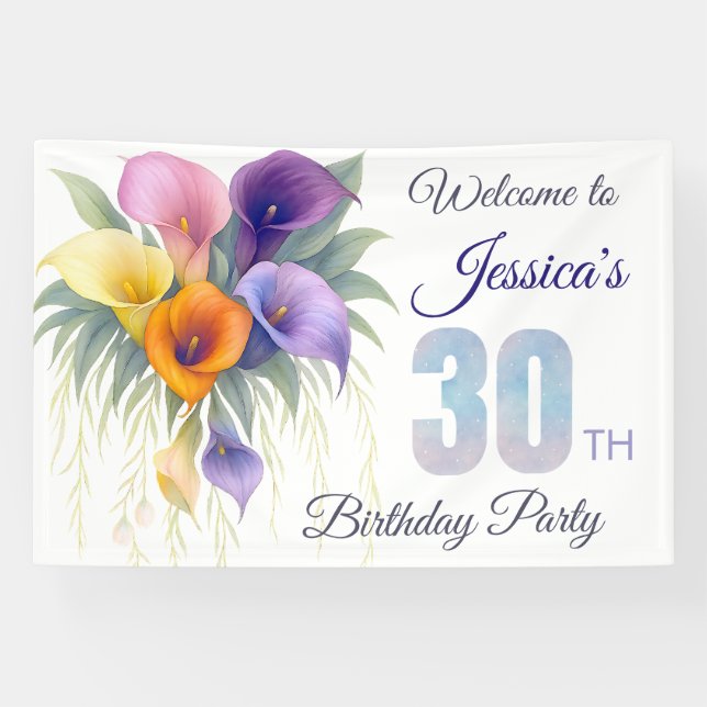 Banderoles Elégante Calla Lily 30e anniversaire Jalon (Horizontal)