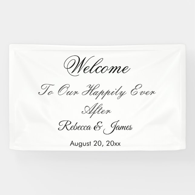 Banderoles Élégante Calligraphie Heureux Jamais Après Mariage (Horizontal)