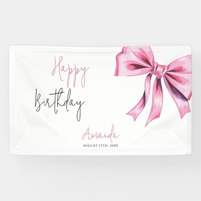 Banderoles Élégante Coquette Rose Bow Sweet 16 Anniversaire (Horizontal)