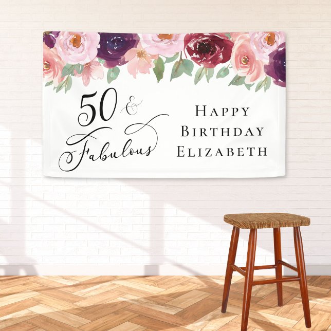 Banderoles Élégante fête du 50e anniversaire de la florale (Créateur téléchargé)