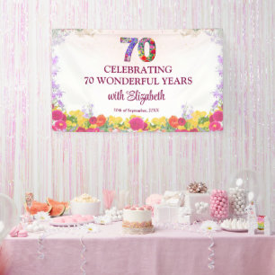 Banderoles Elégante Fête Florale 70e Anniversaire / 70 Ans