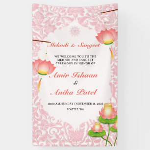 Banderoles Élégante Lanternes Lotus Rose Mehndi Sangeet
