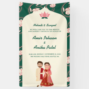 Banderoles Élégante Lanternes Lotus Vert Mehndi Sanget Indien