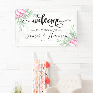 Banderoles Elégante verdure Rose Minimal Gold Wedding Party