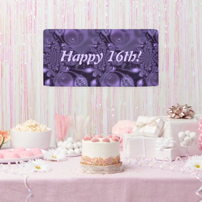 Banderoles Élégante Violet Étincelle Bonne Fête (Fête)