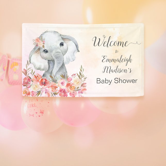 Banderoles Elephant Baby shower Boho Chic Bienvenue (Créateur téléchargé)