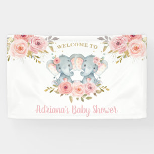 Banderoles Elephant Twins Girls Baby shower Décor