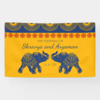 Eléphants à thème indiens en Mariage bleu royal