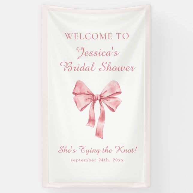Banderoles Elle Attache le Nœud Rose Pâle Coquette Shower (Vertical)