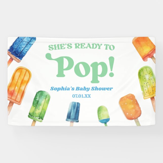 Banderoles Elle est prête à faire du Baby shower Popsicle ble (Horizontal)