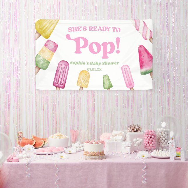 Banderoles Elle est prête à faire du Baby shower rose (Fête)