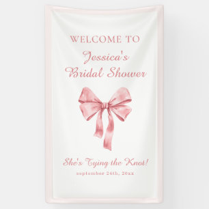 Banderoles Elle noue le noeud Douche Coquette rose douce