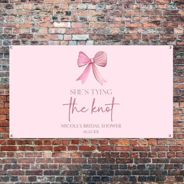 Banderoles Elle Noue Le Nœud Rose Mariage Shower (Créateur téléchargé)