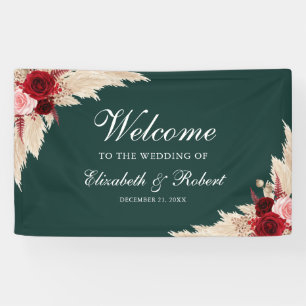 Banderoles Emerald Green Bourgogne Roses Mariage de bienvenue
