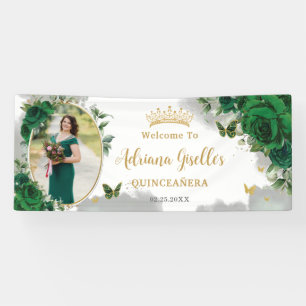 Banderoles Emerald Green Floral Quinceañera