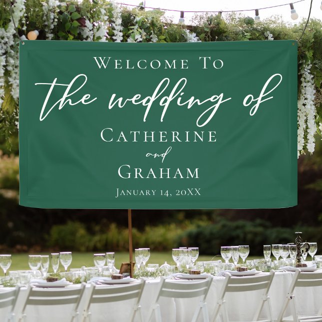 Banderoles Emerald Green Typographie Mariage forestier (Créateur téléchargé)