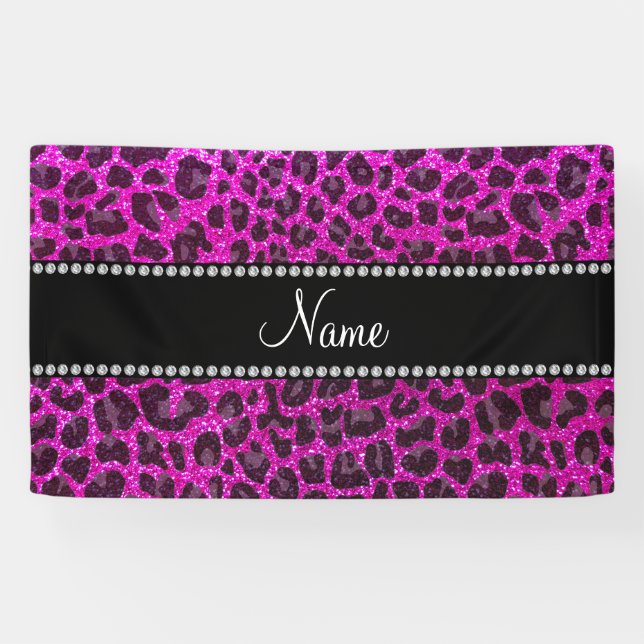 Banderoles Empreinte de léopard de parties scintillant rose n (Horizontal)