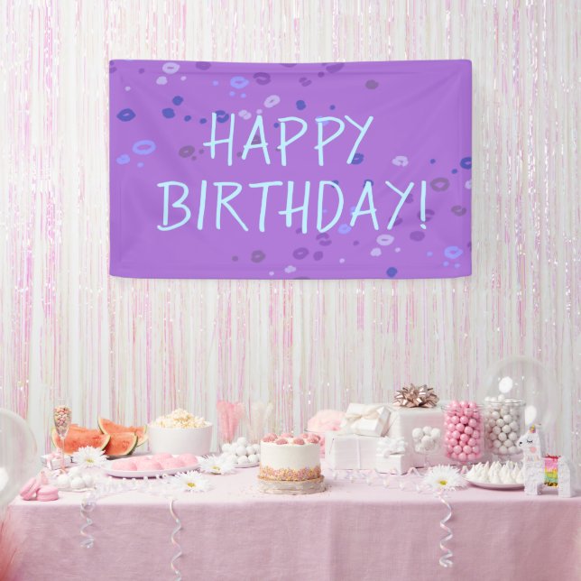 Banderoles Empreinte de léopard violet "Joyeux anniversaire" (Fête)