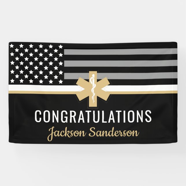 Banderoles EMS Premier répondeur mince Ligne Blanche MIT Retr (Horizontal)